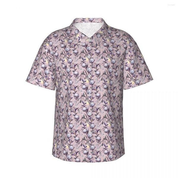 Chemises décontractées pour hommes chemise pour hommes Protea et Botanical Moon Shine à manches courtes été hommes col rabattu bouton vêtements