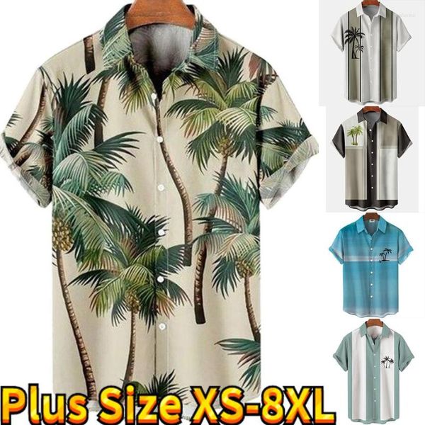 Chemises décontractées pour hommes Chemise pour hommes Slim à manches courtes Personnalisé Éblouissant Noix de Coco Imprimé Design Classique Boutonné XS-8XL