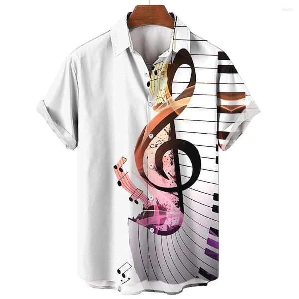 Chemises décontractées pour hommes chemise pour hommes Social 3D musique impression à manches courtes Blouse mode fête hauts t-shirts hommes vêtements surdimensionnés Camisas