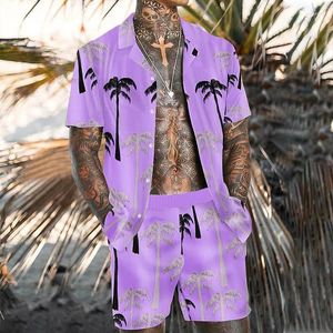 Chemises décontractées pour hommes Chemises pour hommes Costumes Summer Hawaiian Camp Aloha Coconut Tree Turndown Clothing Vêtements Mode