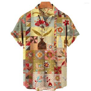Chemises décontractées pour hommes Chemise pour hommes Été 3d Style d'impression vintage à manches courtes 2023 Hawaiian Boy Oversized Holiday Seaside Travel Tops 5xl