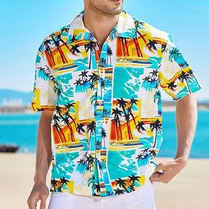 Chemises décontractées pour hommes Chemise pour hommes Été Hawaiian Floral Dog Graphic Prints Turndown Street Manches courtes Button-Down Print Clothing
