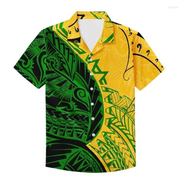 Camisas informales para hombre, camisa para hombre, moda de verano, Harajuku, de talla grande, polinesia, hawaiana, holgada, de manga corta, con botones para la playa para hombre