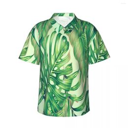 Chemises décontractées pour hommes Chemise pour hommes Palmier tropical et feuille de Monstera Hauts à manches courtes Revers Été