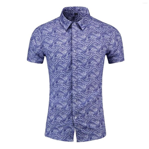 Chemises décontractées pour hommes Motif de mode à manches courtes pour hommes Chemise formelle d'affaires pour hommes Imprimer Slim Tops Vêtements Camisas