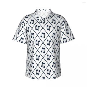 Chemises décontractées pour hommes Chemise à manches courtes pour hommes Notes de musique bleues T-shirts Polos