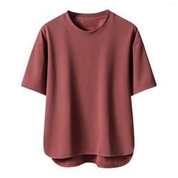 Camisas informales para hombre, camiseta holgada de manga corta con cuello redondo liso para hombre, camiseta deportiva grande a la moda, camiseta de gran tamaño, ropa de calle para hombre