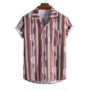 Casual shirts voor heren heren zomer mode Hawaiiaans bloemen shirt t-shirt korte mouw vintage European American Style Ethnic Solid