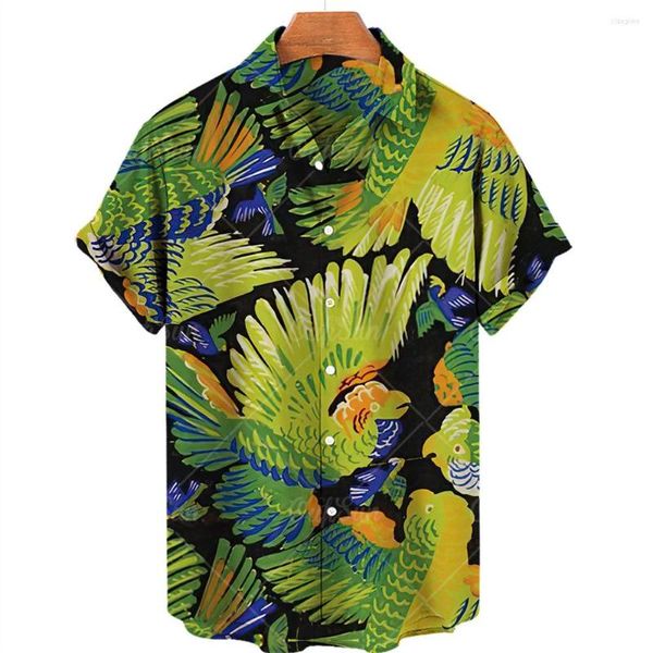 Camisas informales para hombre, camisa hawaiana de manga corta con estampado Floral Vintage de verano para hombre, imagen de Animal estampada de gran tamaño Y2k Social Dazn Luxury