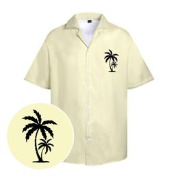 Casual shirts voor heren heren gele Hawaii tops zwarte kokosboom logo geprinte kleding y2k knop down zomer plus maat