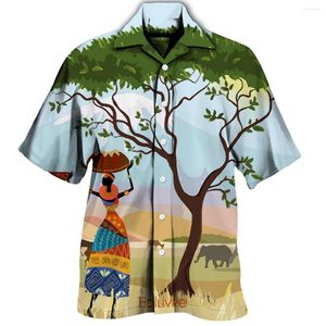 Hommes Chemises Décontractées Hommes Plage Style Africain Coloré Imprimé D'été Vacances Partie Outwear Blouses Hommes Mode Vêtements Chemise Homme