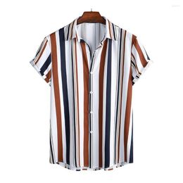 Herren Freizeithemden Herren Bluse Streifendruck Schnelltrocknend Herren Sommer T-Shirt Strandbekleidung Bequemes Hemd zum Einkaufen