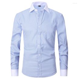 Camisas casuales para hombres Hombres Bu Chemise Gemelos franceses Traje Collar Versión coreana Camisa ajustada Camisa de manga larga Fiesta de esmoquin We