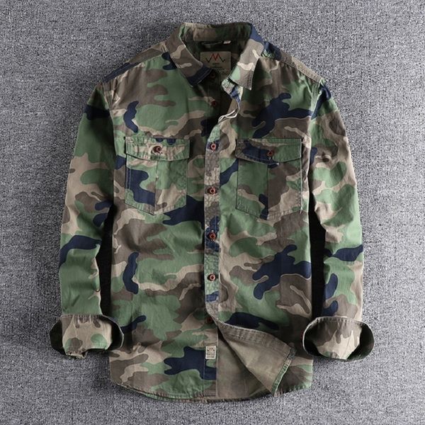 Hommes Chemises décontractées Hommes Camouflage Cargo Chemises Haute Qualité Durable En Plein Air Randonnée Sport Quotidien Style Militaire Décontracté Jeunesse Poche Poitrine Camicia 230807