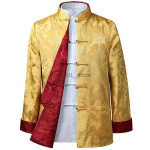Casual overhemden voor heren Chinese draakoverhemd Kung Fu-jassen China Nieuwjaar Tangpak Traditionele Chinese kleding voor heren Jassen Hanfu HerenkledingL231218