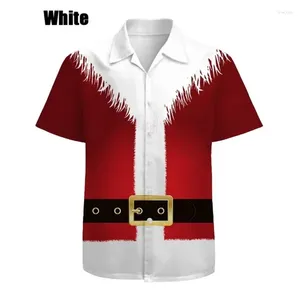 Chemises décontractées pour hommes Hommes Chemise de Noël Poilu Spoof Muscle Cosplay Père Noël Cadeau Imprimer Bouton de revers à manches courtes