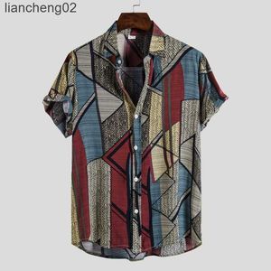 Chemises décontractées pour hommes Vêtements pour hommes 2022 Été Chemises à manches courtes pour hommes Floral Tide Vacation Chemises de plage hawaïennes Camisas Para Hombre W0328
