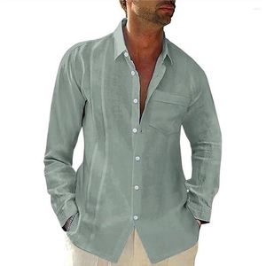 Camisas casuales para hombres camisa con cuello para hombres camisa manga larga de blusa suelta botones hacia abajo