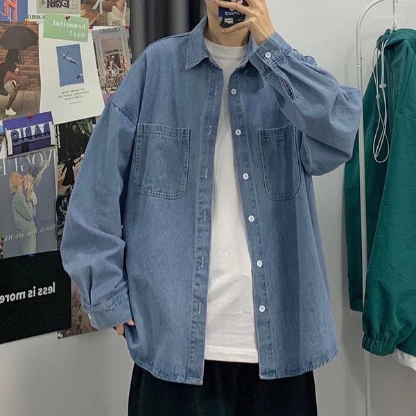 Hommes chemises décontractées hommes Denim chemise à manches longues coton coréen Jean veste printemps automne Harajuku mâle marque vêtements Streetwear 4XL