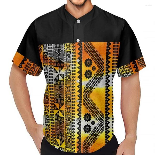 Camisas casuales para hombres Camisa de diseñador para hombres 2023 Ropa tribal polinesia Samoa Béisbol Jersey Fiji Masi Imprimir Manga corta Botón transpirable