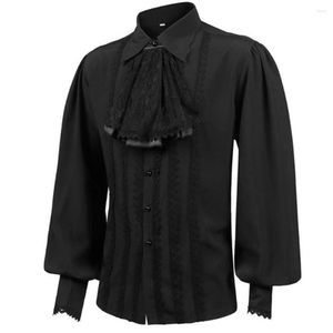 Camisas informales para hombre, vestido para hombre, manga larga, vampiro, renacimiento, Steampunk, gótico, con volantes, Vintage, ropa Medieval, Chemise para hombre