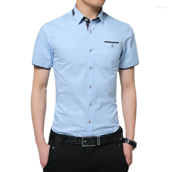 Camisas casuales para hombres Camisa de vestir para hombres Moda coreana de verano para hombre Manga corta Slim Fit Ropa masculina Tamaño asiático 5XL