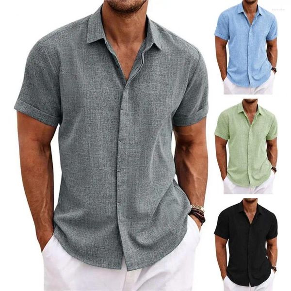 Chemises décontractées pour hommes chemises de lin masculin