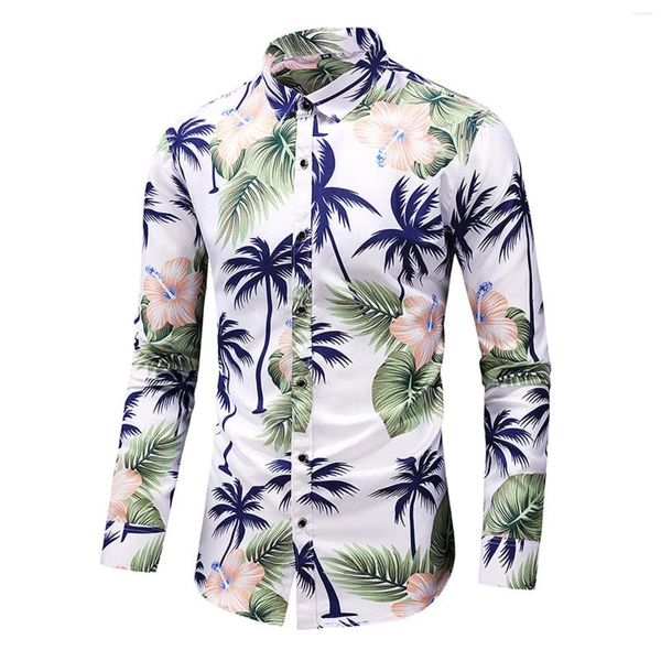 Chemises décontractées pour hommes hommes imprimé floral revers hauts à manches longues bouton cardigan automne vente chemise vêtements masculins Ropa de Hombre