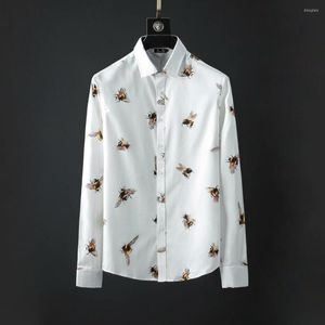 Camicie casual da uomo Uomo Full High Of Bees Bee UFO Flower Camicia in cotone Tasca di qualità Top a maniche lunghe M 2XL # M71