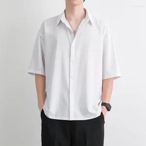 Camisas casuales de hombres hombres media manga 2023 moda color sólido botones sueltos camisa verano escolar masculina vestimenta blusa