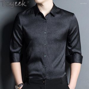 Casual shirts voor heren mannen Hoge klasse Mulberry Silk Shirt Spring herfst Lichte luxe van middelbare leeftijd luxe zakelijke modechemise