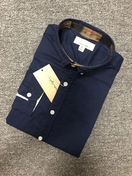 Camisas casuales para hombres Hombres de alta calidad en blusas de caballero británico Manga larga Algodón Moda Camisa elegante Diseñador de lujo Ropa de marca