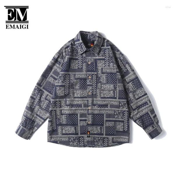 Camisas casuales para hombres hombres Japón Corea Streetwear Fashion Flowe Long manga larga Vintage Cargo Cargo Cityboy Cardigan Cardigan