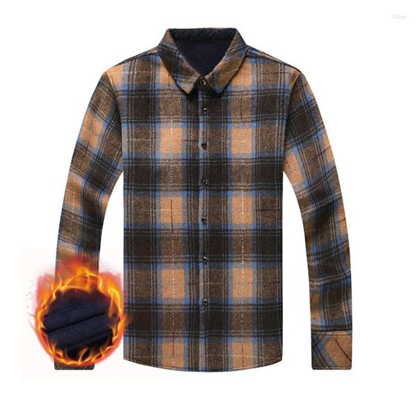 Hommes chemises décontractées hommes doublé flanelle chemise Design classique Vintage chaud épais veste mâle hiver robuste Plaid bouton Up vêtements