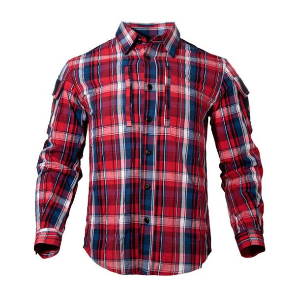 Camisas casuales para hombres Hombres Camisa a cuadros de algodón transpirable de manga larga Fan del ejército Camisa táctica a cuadros Mujeres Senderismo al aire libre Entrenamiento Uniforme Camisa militar 230329