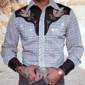 Casual overhemden voor heren Heren shirt met lange mouwen Westerse stijl Vintage cowboyprint Slim fit lange mouw voor streetwear Zakelijk