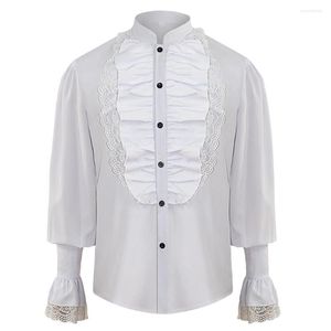 Casual shirts voor heren mannen middeleeuws piratenhemd renaissance Victoriaanse steampunk gotische toppen man Halloween cosplay kostuumchemise