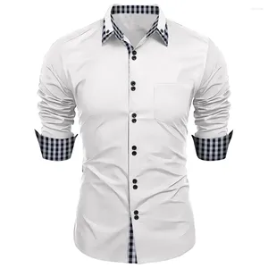 Chemises décontractées pour hommes Hommes Plaid Blouse à manches longues Bouton Down Fit Robe formelle Tops Tee Mens Shirt Costume de mode