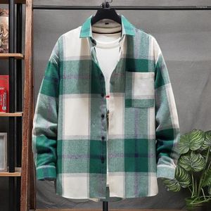 Chemises décontractées pour hommes Men de chemise à plaid Collier Collier à manches longues Loose Automne Spring Mens Japon Cardigan Vintage Style