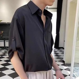 Casual shirts voor heren mannen regelmatig fit solide kleur stijlvol zomer shirt met reverskraag manchetlink details voor een