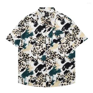 Casual shirts voor mannen Retro Hawaiiaans strand Harajuku Luipaard Print Shirt Streetwear Hip Hop Summer Unisex Aloha Button Top