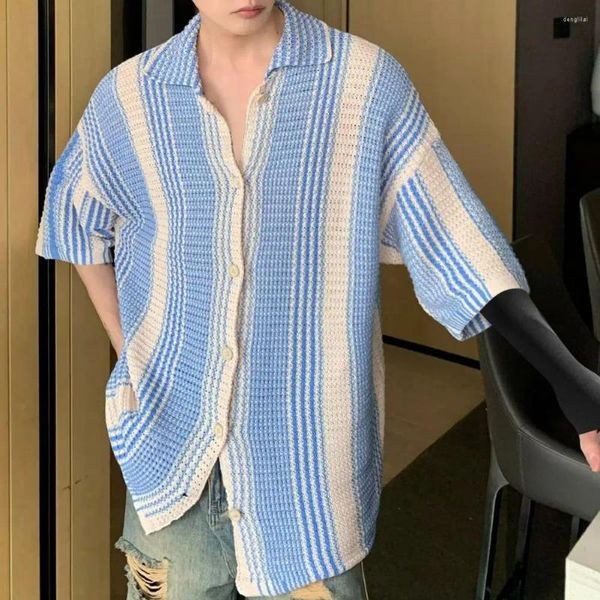 Chemises décontractées pour hommes Men Shirt Retro Shirt Style Japanese Style With Abel Collar Slee à manches courtes Place pour les vacances Elastic