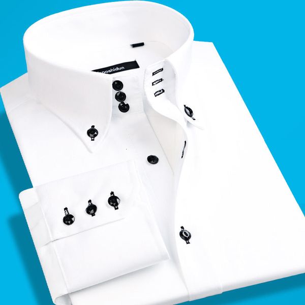 Chemises décontractées pour hommes Chemise décontractée pour hommes à manches longues tendances coréennes mode chemise à col boutonné chemises habillées d'affaires chemises de créateurs Slim Fit 230904