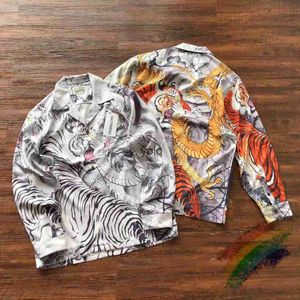 Chemises décontractées pour hommes Chemises habillées pour hommes 2023ss WAO MARIA Chemises Hommes Femmes 1 1 B Qualité Hawaii Dragon Manches Longues Plage Revers Shirtyolq