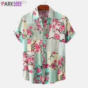Chemises décontractées pour hommes Chemises hawaïennes à fleurs funky pour hommes Chemise de plage grande taille Casual Tropical ha Party Holiday Summer Hawaii Shirt L230721