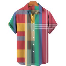 Chemises décontractées pour hommes T-shirt hawaïen pour hommes Tartan 3D imprimé Hombre Chemise de mode Vêtements de plage décontractés Soutien à la personnalisation 230504