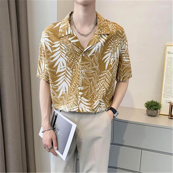 Camisas casuales para hombres Hombres coreanos hawaianos para hombre de manga corta Blusa de verano Y2K Ropa Chemise Camisa Beach Floral Sufing Camisa suelta