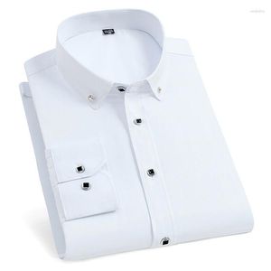 Hommes chemises décontractées hommes hommes français boutons de manchette chemise hommes à manches longues marque masculine couleur unie blanc noir bleu Slim Fit manchette robe