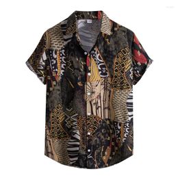 Casual shirts heren herenhemd met heren vintage etnische stijl Dagelijkse korte mouw afdrukken Dagelijks met hoge kwaliteit blouse chemise van hoge kwaliteit