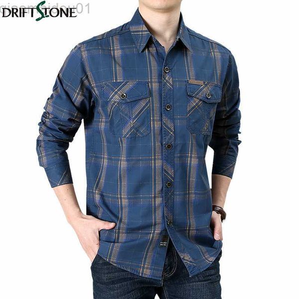 Camisas casuales para hombres Ropa militar para hombres Camisa a cuadros Ocio Camisa militar táctica de algodón puro Camisas de trabajo masculinas de manga larga Blusa informal de otoño L230721